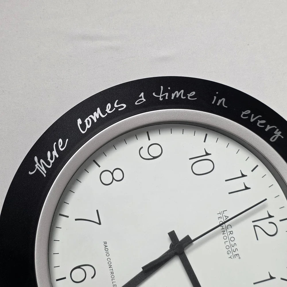 La Crosse Technology Wall Clock 10in Black Atomic WT-3102 Quote Inscribed Tested